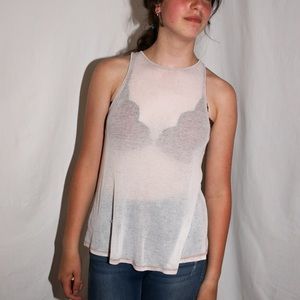 sheer sexy racer back tank in light light purple